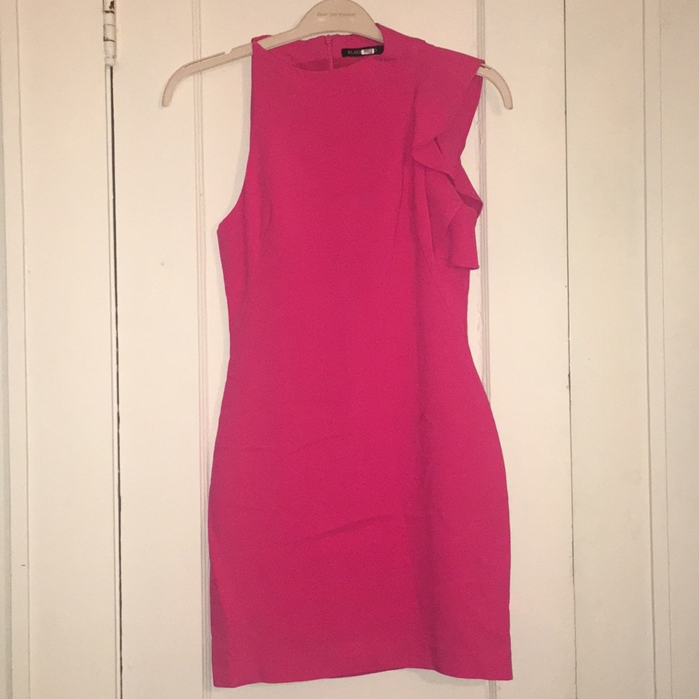 Ruffled shoulder mini cocktail dress